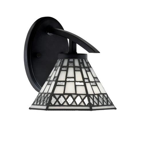 Kurve 1 Light Downlight Wall Sconce, Matte Black Finish, 7" Pewter Art Glass (3720-MB-9105)