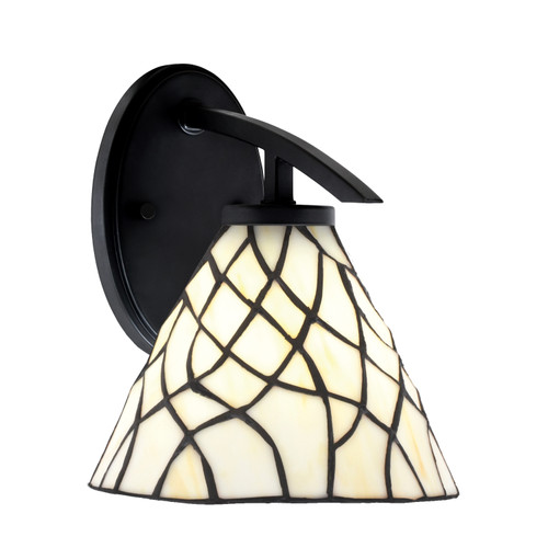 Kurve 1 Light Downlight Wall Sconce, Matte Black Finish, 7" Sandhill Art Glass (3720-MB-9115)