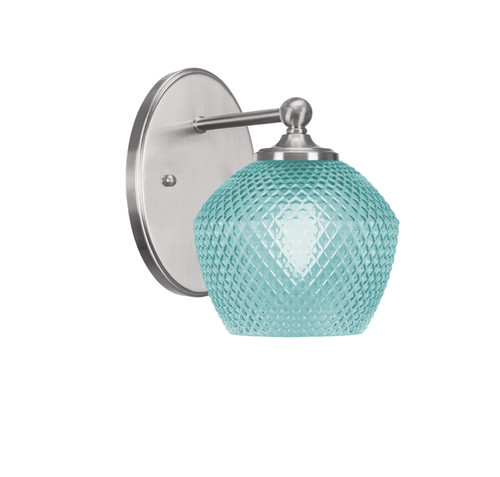 Capri Wall Sconce, Brushed Nickel Finish, 6" Turquoise Textured Glass (5911-BN-4625)