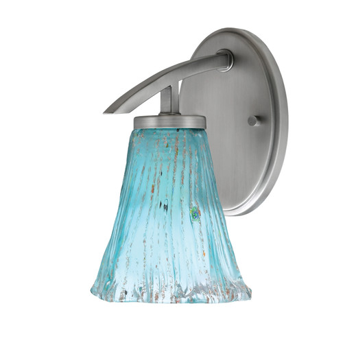 Kurve 1 Light Downlight Wall Sconce, Graphite Finish, 5.5" Fluted Teal Crystal Glass (3720-GP-725)