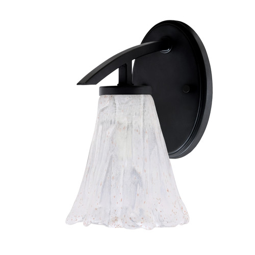 Kurve 1 Light Downlight Wall Sconce, Matte Black Finish, 5.5" Fluted Italian Ice Glass (3720-MB-729)