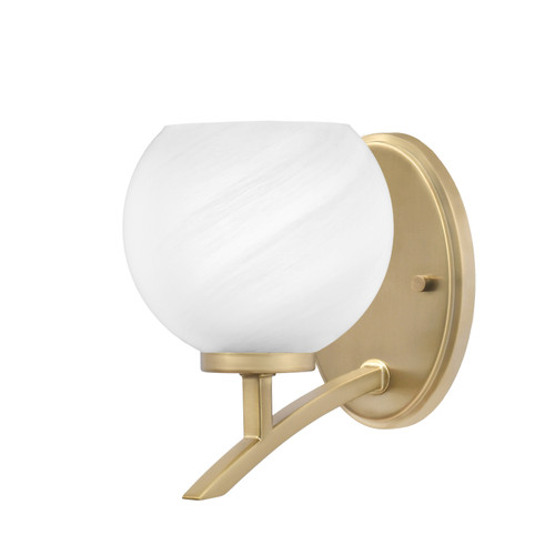 Kurve 1 Light Uplight Wall Sconce, New Age Brass Finish, 5.75" White Marble Glass (3721-NAB-4101)