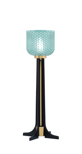 Accent Lamp, Matte Black & New Age Brass Finish, 6" Turquoise Textured Glass (58-MBNAB-4615)