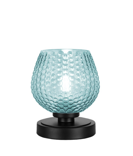 Luna Accent Lamp, Matte Black Finish, 6" Turquoise Textured Glass (51-MB-4605)
