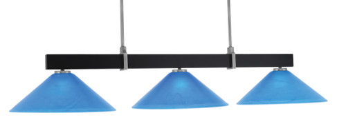 Wellington 3 Light Bar, Matte Black & Graphite Finish, 16" Blue Italian Glass (1253-MBGP-415)