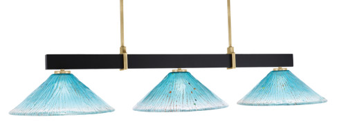 Wellington 3 Light Bar, Matte Black & New Age Brass Finish, 16" Teal Crystal Glass (1253-MBNAB-715)