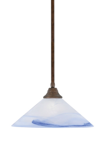Stem Hung Pendant, Bronze Finish, 16" Blue Swirl Glass  (26-BRZ-514)