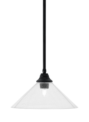Stem Hung Pendant, Matte Black Finish, 16" Clear Bubble Glass  (26-MB-308)