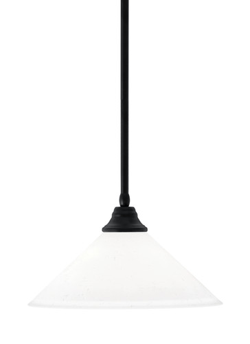 Stem Hung Pendant, Matte Black Finish, 16" White Muslin Glass  (26-MB-318)