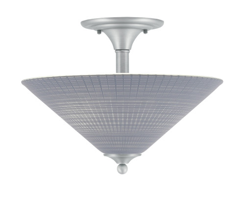 Semi-Flush, 2 Bulbs, Brushed Nickel Finish, 16" Gray Matrix Glass (121-BN-4012)