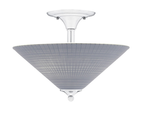 Semi-Flush, 2 Bulbs, Chrome Finish, 16" Gray Matrix Glass (121-CH-4012)