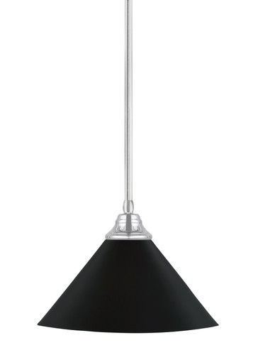 Stem Hung Pendant, Chrome Finish, 14" Matte Black Cone Metal Shade  (26-CH-420-MB)