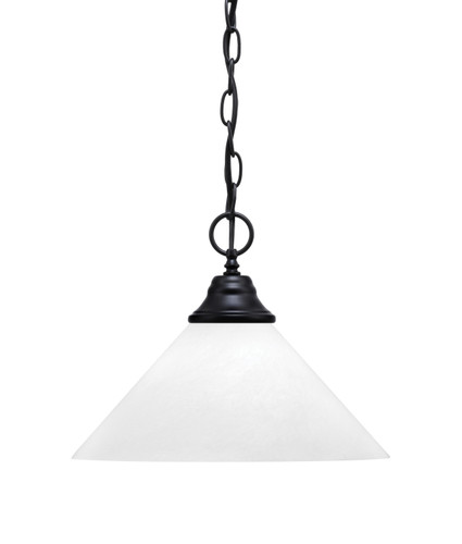 Chain Hung Pendant, Matte Black Finish, 12" White Marble Glass (10-MB-2121)