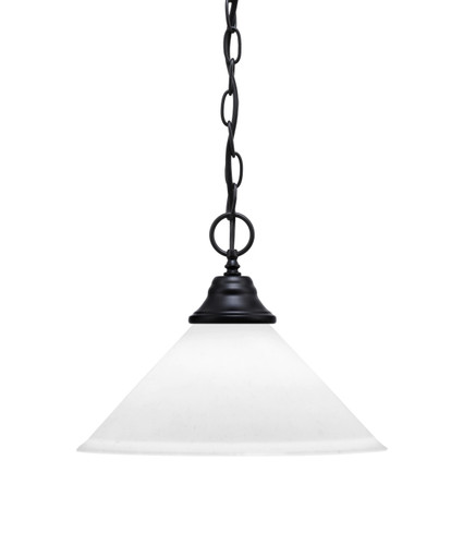 Chain Hung Pendant, Matte Black Finish, 12" White Muslin Glass (10-MB-316)