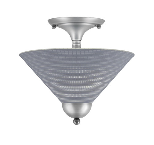 Semi-Flush, 2 Bulbs, Brushed Nickel Finish, 12" Gray Matrix Glass (120-BN-4002)