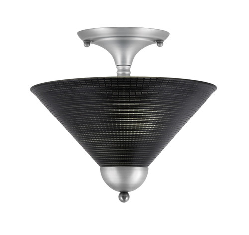 Semi-Flush, 2 Bulbs, Brushed Nickel Finish, 12" Black Matrix Glass (120-BN-4009)