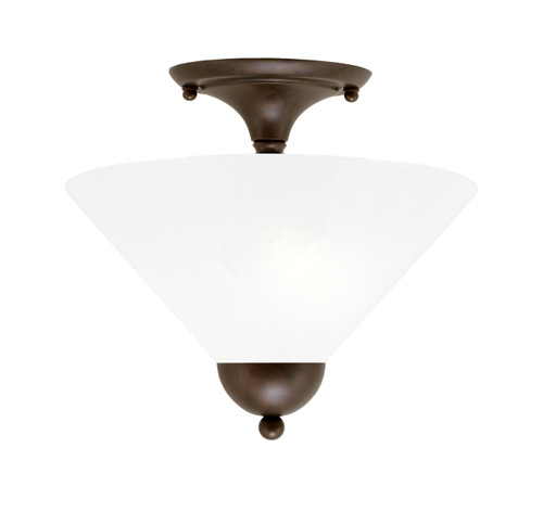 Semi-Flush, 2 Bulbs, Bronze Finish, 12" White Marble Glass (120-BRZ-2121)