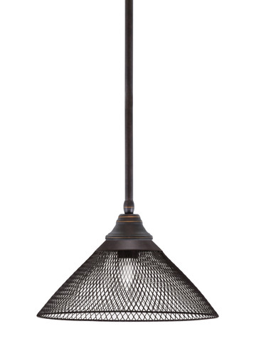 Stem Hung Pendant, Chrome Finish, 14" Matte Black Cone Mesh Metal Shade (26-DG-808-DG)