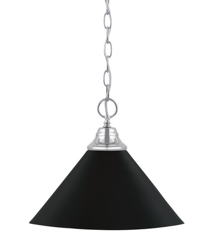 Chain Hung Pendant, Chrome Finish, 14" Matte Black Cone Metal Shade (10-CH-420-MB)