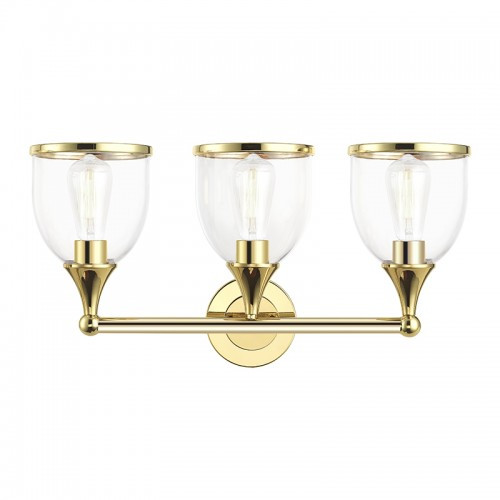 Ashridge 3 Light Polished Brass Vanity Sconce with Mouth Blown Clear Glass (14133-02)