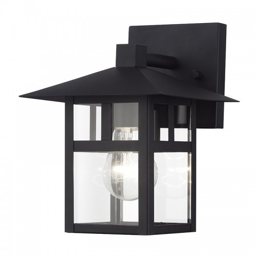 Crestlake 1 Light Satin Gold Medium Outdoor Wall Lantern with Clear Glass (21322-14)