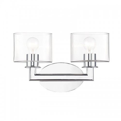Bernardino 2 Light Polished Chrome Vanity Sconce with Mouth Blown Clear Glass (17912-05)