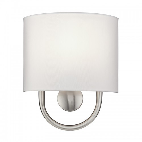 Stratton 1 Light Brushed Nickel ADA Sconce with Hand Crafted Off-White Fabric Shade (42891-91)
