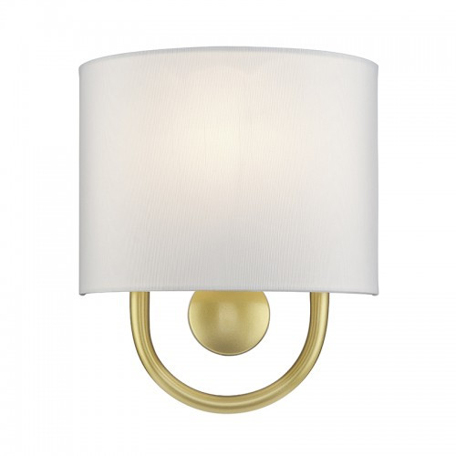 Stratton 1 Light Soft Gold ADA Sconce with Hand Crafted Off-White Fabric Shade (42891-33)