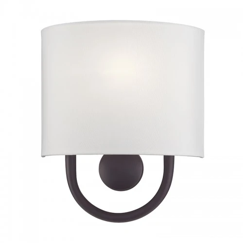 Stratton 1 Light Bronze ADA Sconce with Hand Crafted Off-White Fabric Shade (42891-07)