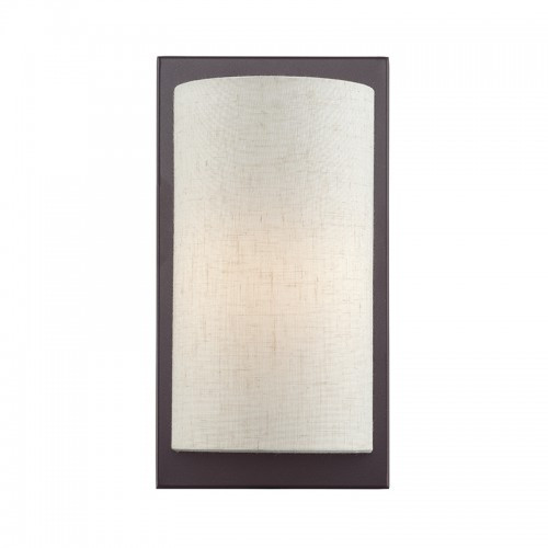Brenton 1 Light English Bronze ADA Sconce with Hand Crafted Oatmeal Fabric Shade (45230-92)