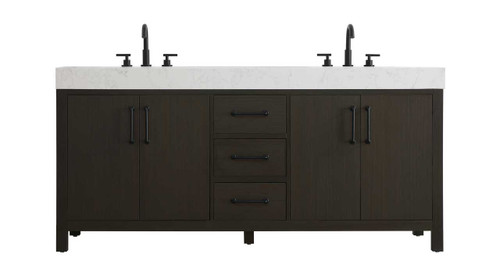 72 Inch Double Bathroom Vanity In Mocha Brown (VF60672DMMB)