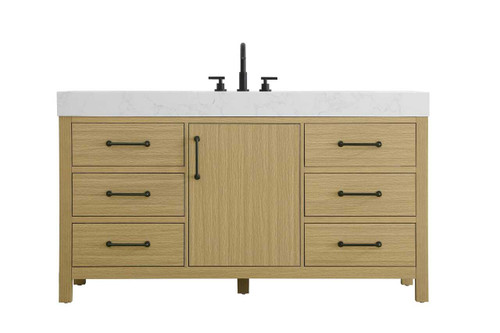 Elegant Furniture and Lighting 60 Inch Single Bathroom Vanity In Honey Brown (VF60660MHB)