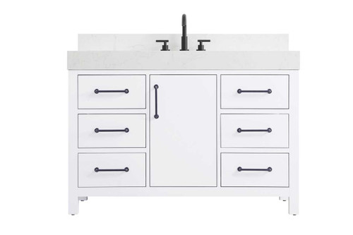 48 Inch Single Bathroom Vanity In White With Backsplash (VF60648WH-BS)