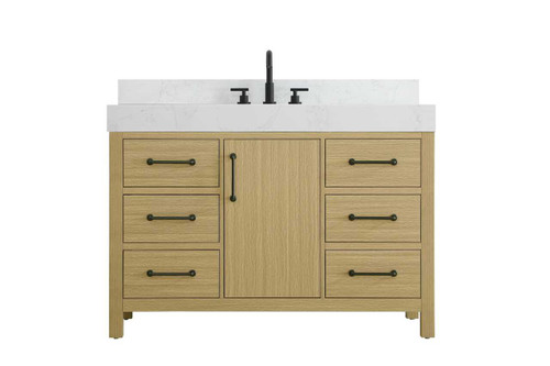 48 Inch Single Bathroom Vanity In Honey Brown With Backsplash (VF60648MHB-BS)