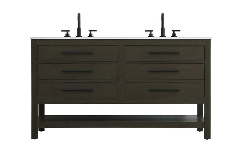 Elegant Furniture and Lighting 60 Inch Double Bathroom Vanity In Mocha Brown (VF60560DMMB)
