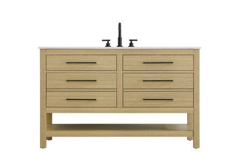 Elegant Furniture and Lighting 54 Inch Single Bathroom Vanity In Honey Brown (VF60554MHB)