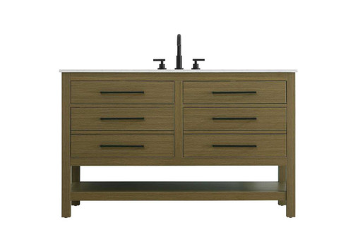 54 Inch Single Bathroom Vanity In Chestnut Brown (VF60554MCB)
