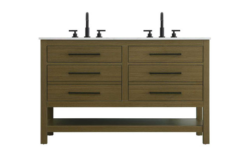 Elegant Furniture and Lighting 54 Inch Double Bathroom Vanity In Chestnut Brown (VF60554DMCB)