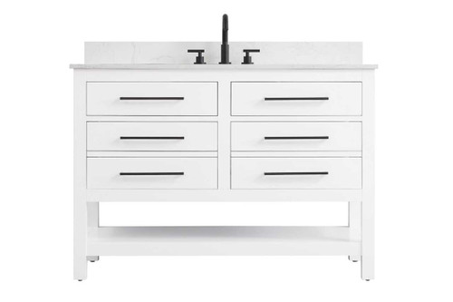 48 Inch Single Bathroom Vanity In White With Backsplash (VF60548WH-BS)