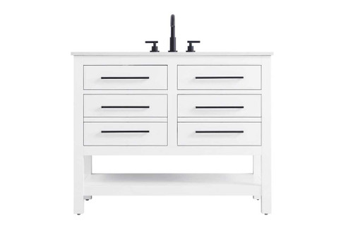42 Inch Single Bathroom Vanity In White (VF60542WH)