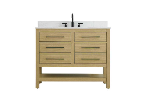 Elegant Furniture and Lighting 42 Inch Single Bathroom Vanity In Honey Brown With Backsplash (VF60542MHB-BS)