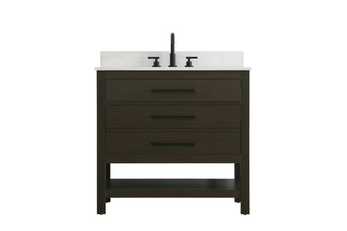 36 Inch Single Bathroom Vanity In Mocha Brown With Backsplash (VF60536MMB-BS)