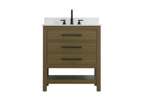 30 Inch Single Bathroom Vanity In Chestnut Brown With Backsplash (VF60530MCB-BS)