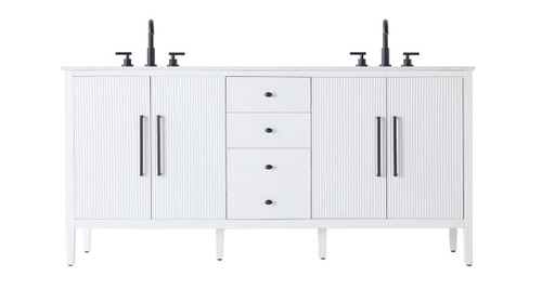 72 Inch Double Bathroom Vanity In White (VF29672DWH)