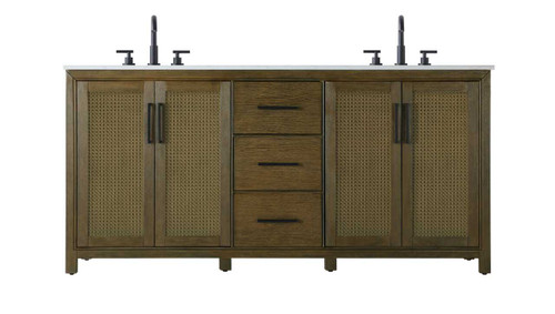 72  Inch Double Bathroom Vanity In Hazel Oak (VF29572DHO)