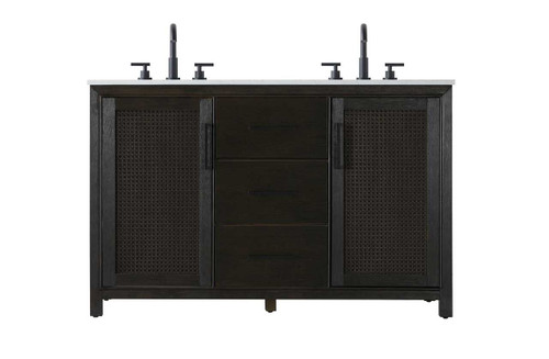 Elegant Furniture and Lighting 54 Inch Double Bathroom Vanity In Chocolate Oak (VF29554DCO)