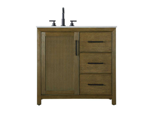 36 Inch Single Bathroom Vanity In Hazel Oak (VF29536HO)
