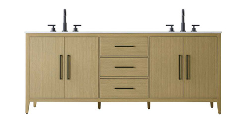 84 Inch Double Bathroom Vanity In Honey Brown (VF29384DMHB)