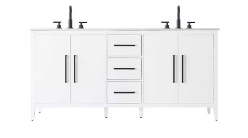 72 Inch Double Bathroom Vanity In White (VF29372DWH)
