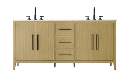 Elegant Furniture and Lighting 72 Inch Double Bathroom Vanity In Honey Brown (VF29372DMHB)